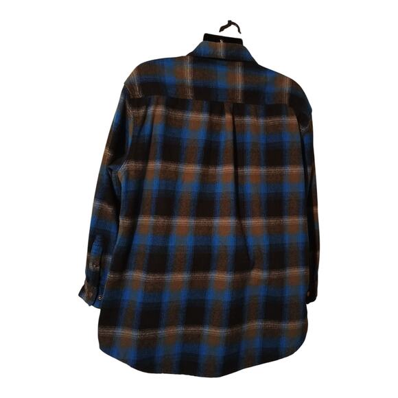 Polar King Heavy Flannel Snap Blue Black Plaid Mens Shirt Size XLR Excellent Con - Picture 3 of 9